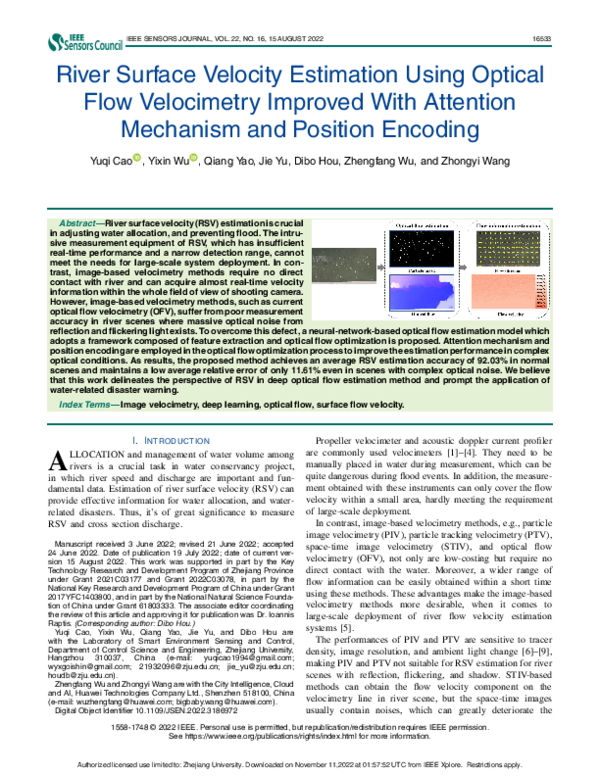 (PDF) River Surface Velocity Estimation Using Optical Flow Velocimetry ...