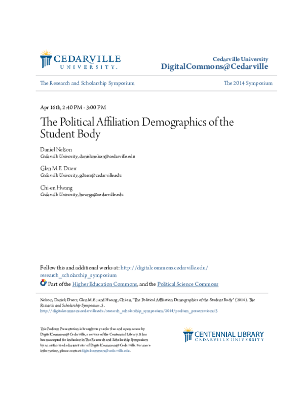 (PDF) The Political Affiliation Demographics of the Student Body