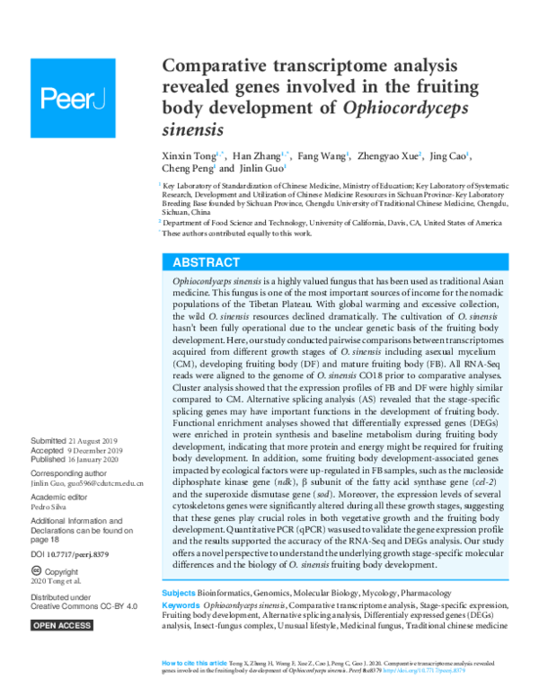 (PDF) Comparative transcriptome analysis revealed genes involved in the ...