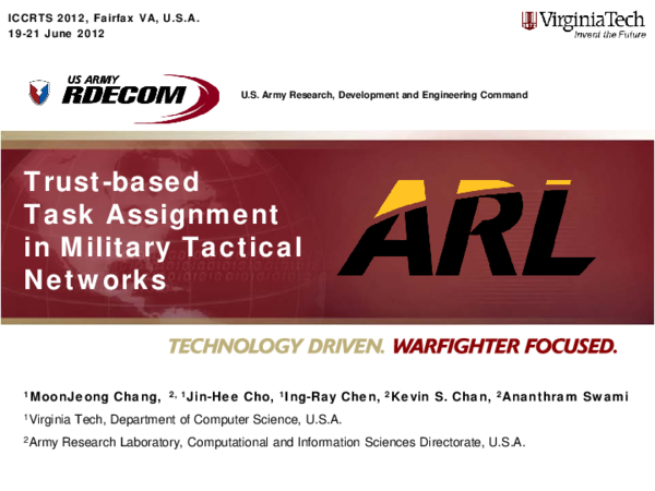 (PDF) Trust-based Task Assignment in Military Tactical Networks