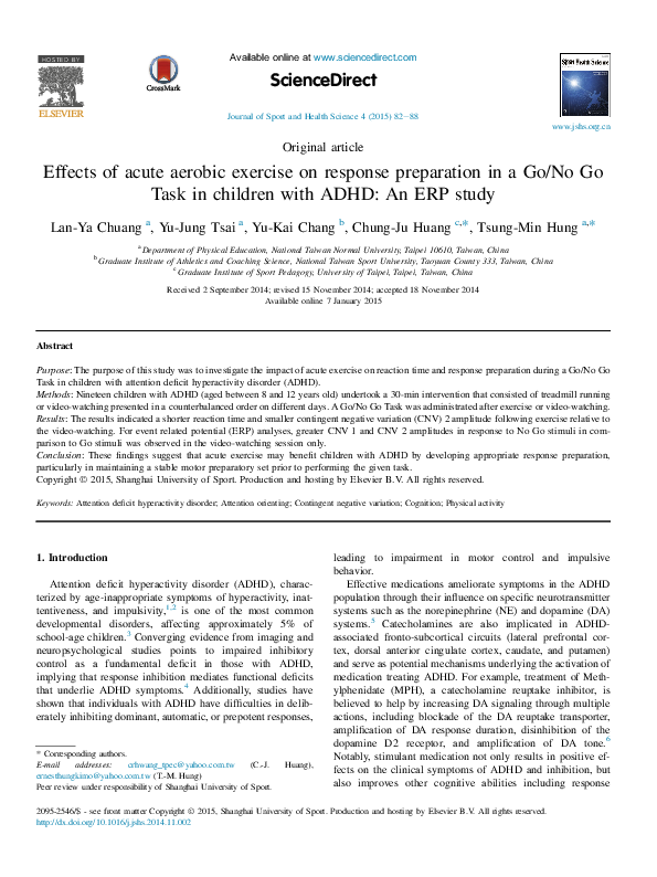 (PDF) Effects of acute aerobic exercise on response preparation in a Go ...