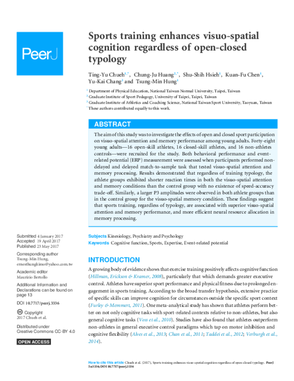 (PDF) Sports training enhances visuo-spatial cognition regardless of ...