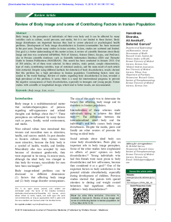 (PDF) Review of body image and some of contributing factors in Iranian ...