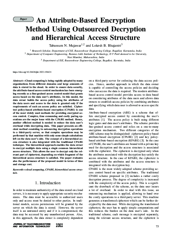 (PDF) An Attribute-Based Encryption Method Using Outsourced Decryption ...