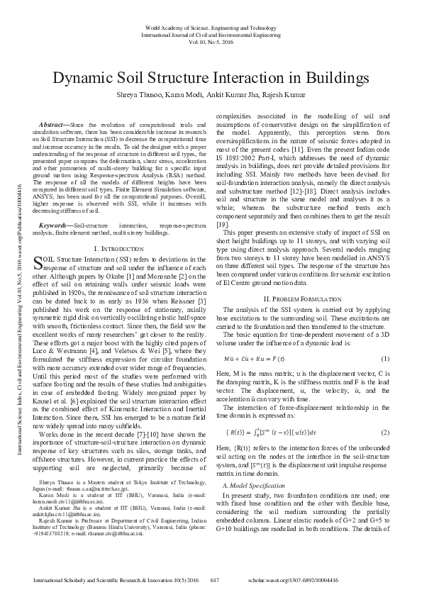 (PDF) Dynamic Soil Structure Interaction In Buildings