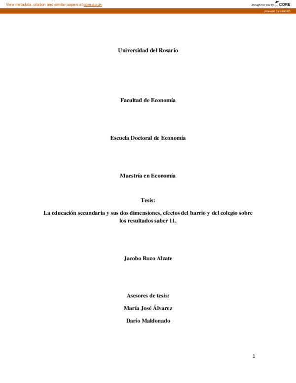 (PDF) La educación secundaria y sus dos dimensiones, efectos del barrio ...