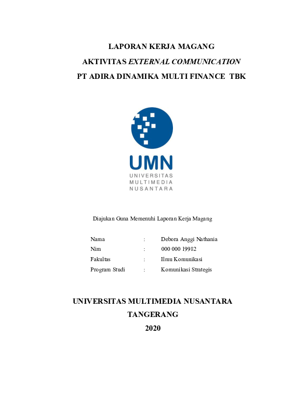 Pdf Aktivitas External Communication Pt Adira Dinamika Multi Finance Tbk