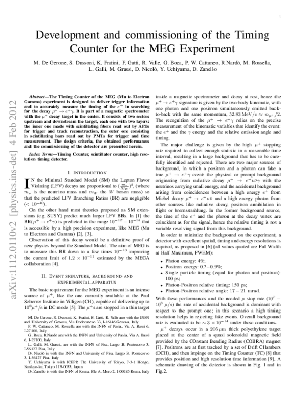(PDF) Development and Commissioning of the Timing Counter for the MEG ...