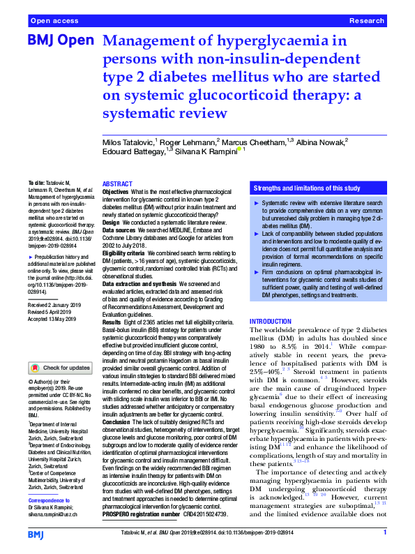 (PDF) Management of hyperglycaemia in persons with non-insulin ...