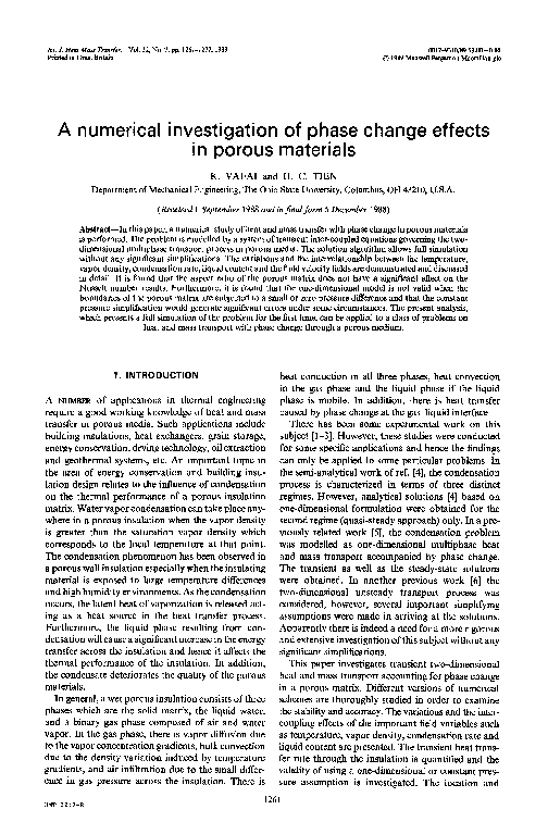 (PDF) A numerical investigation of phase change effects in porous materials