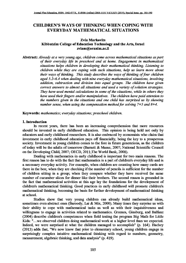 (PDF) Children's Ways of Thinking When Coping with Everyday ...