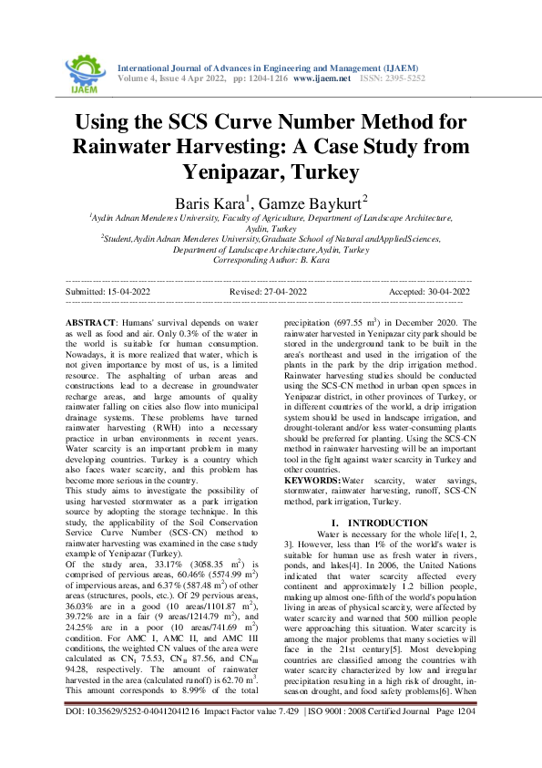 (PDF) Using the SCS Curve Number Method for Rainwater Harvesting: A ...