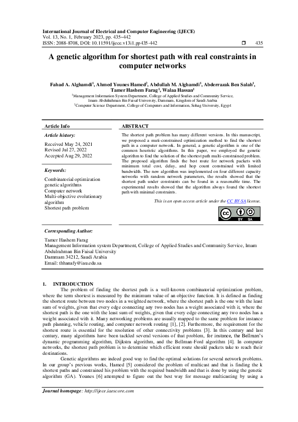 (PDF) A genetic algorithm for shortest path with real constraints in ...
