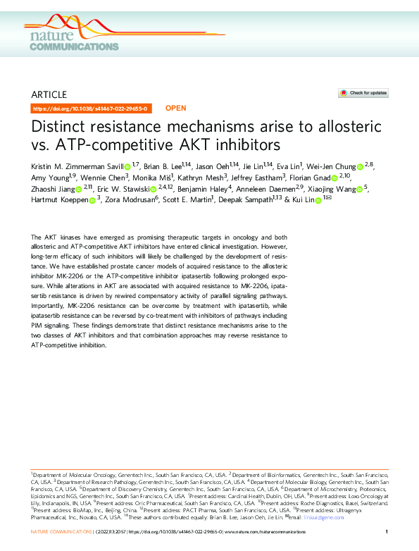(PDF) Distinct resistance mechanisms arise to allosteric vs. ATP ...