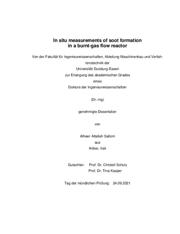 (PDF) In situ measurements of soot formation in a burnt-gas flow reactor