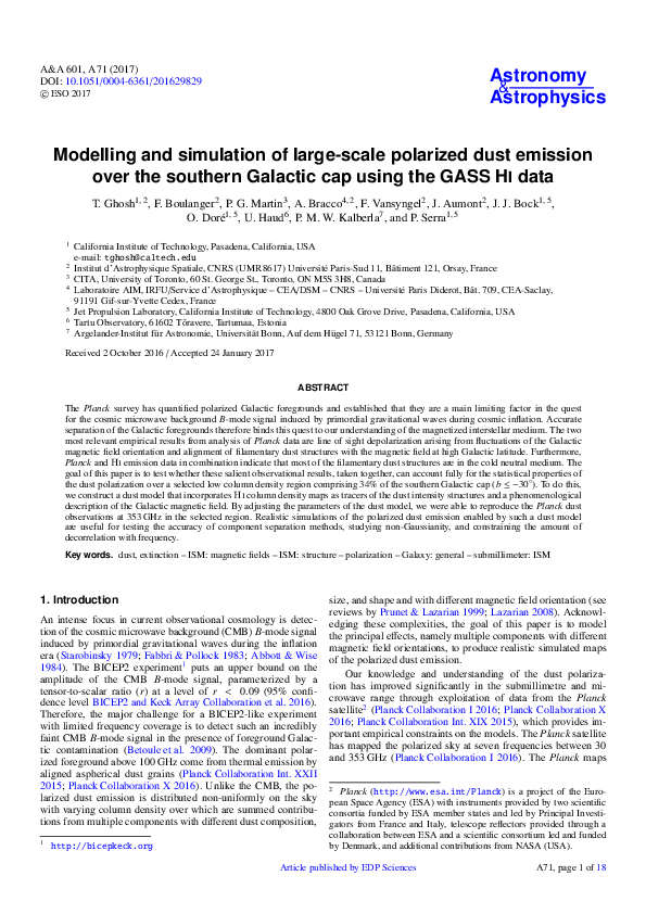 (PDF) Modelling and simulation of large-scale polarized dust emission ...