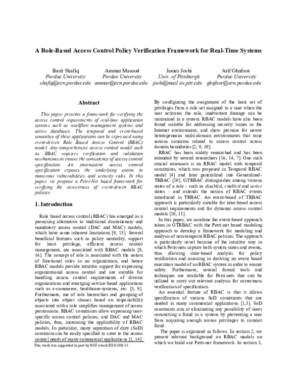 (PDF) A Role-Based Access Control Policy Verification Framework for ...