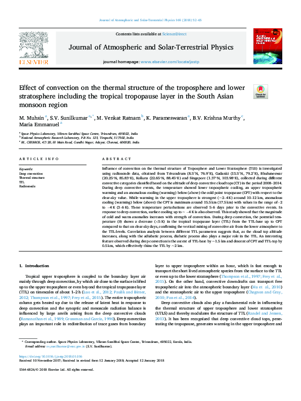 (PDF) Effect of convection on the thermal structure of the troposphere ...