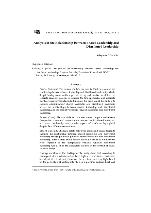 (PDF) Analysis of the Relationship between Shared Leadership and ...