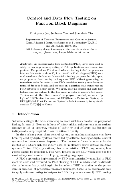 (PDF) Control and Data Flow Testing on Function Block Diagrams