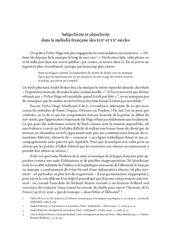 (PDF) Subjectivité et objectivité dans la mélodie française
