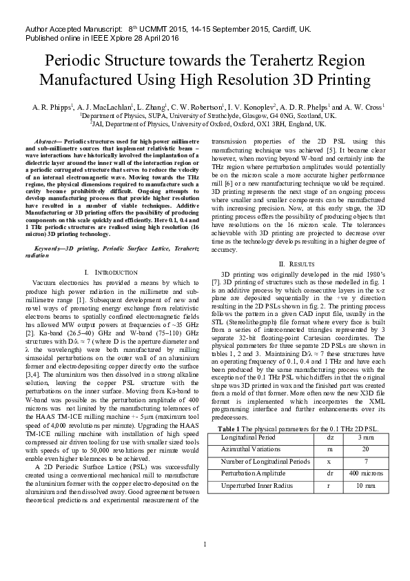 (PDF) Periodic structure towards the terahertz region manufactured ...