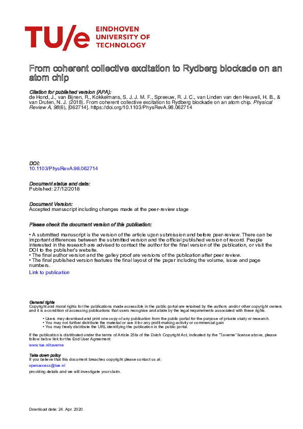 (PDF) From coherent collective excitation to Rydberg blockade on an ...