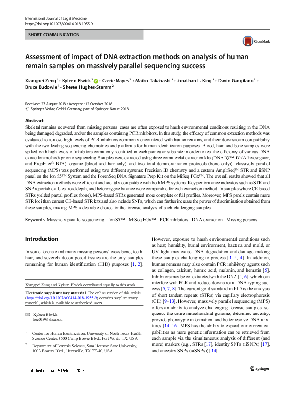 (PDF) Assessment of impact of DNA extraction methods on analysis of ...