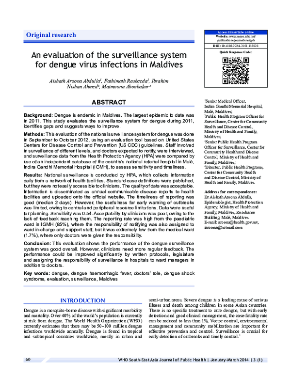 (PDF) An evaluation of the surveillance system for dengue virus ...