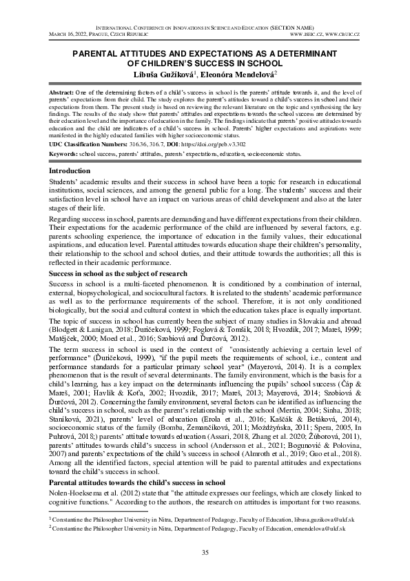(PDF) Parental attitudes and expectations as a determinant of children ...