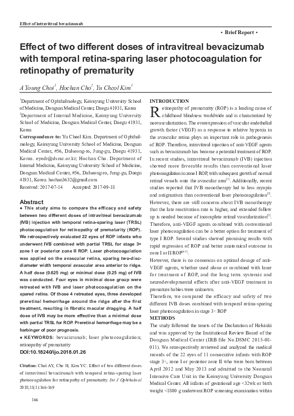 (PDF) Effect of two different doses of intravitreal bevacizumab with ...