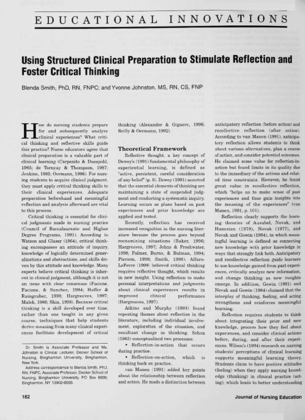 (PDF) Using Structured Clinical Preparation to Stimulate Reflection and ...