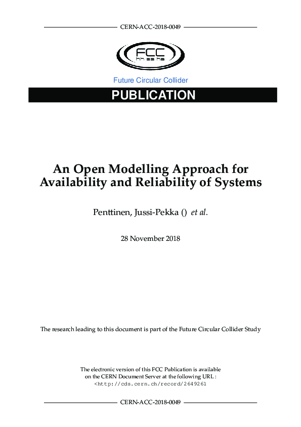 (PDF) An Open Modelling Approach for Availability and Reliability of ...