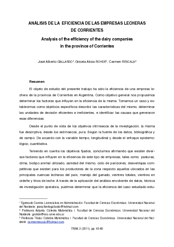 (PDF) Análisis de la eficiencia de las empresas lecheras de Corrientes ...