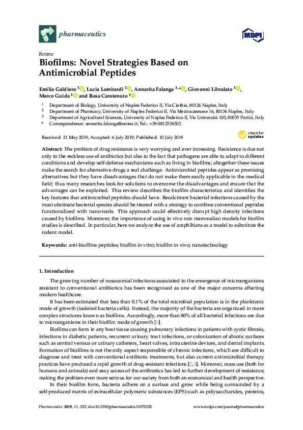 (PDF) Biofilms: Novel Strategies Based on Antimicrobial Peptides