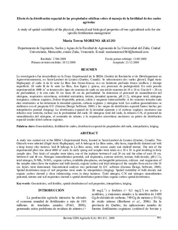 (PDF) A study of spatial variability of the physical, chemical and ...