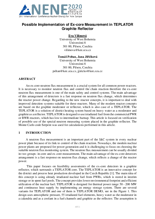 (PDF) Possible Implementation of Ex-Core Measurement in TEPLATOR ...