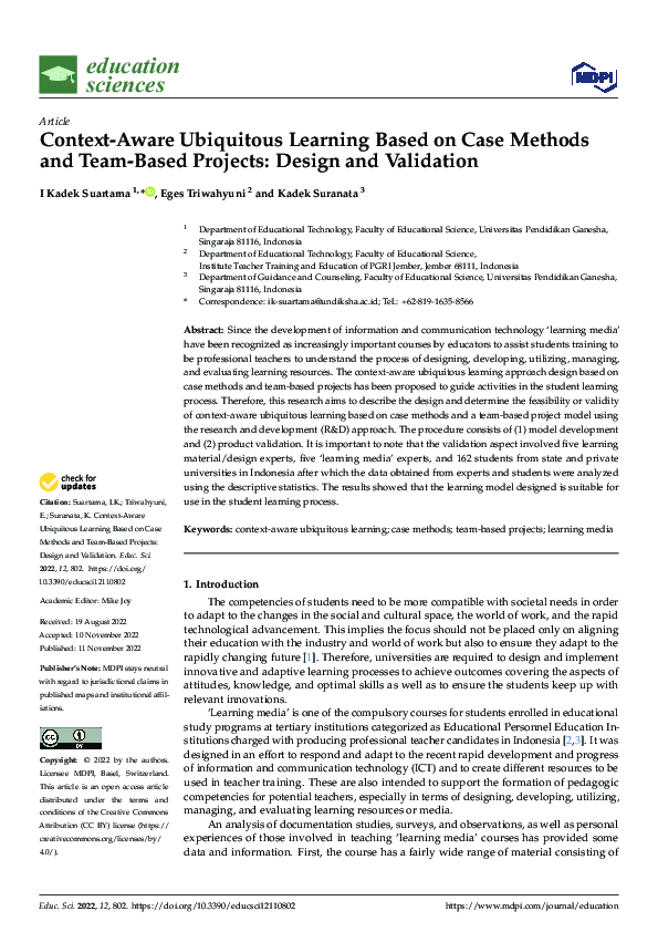 (PDF) Context-Aware Ubiquitous Learning Based on Case Methods and Team ...