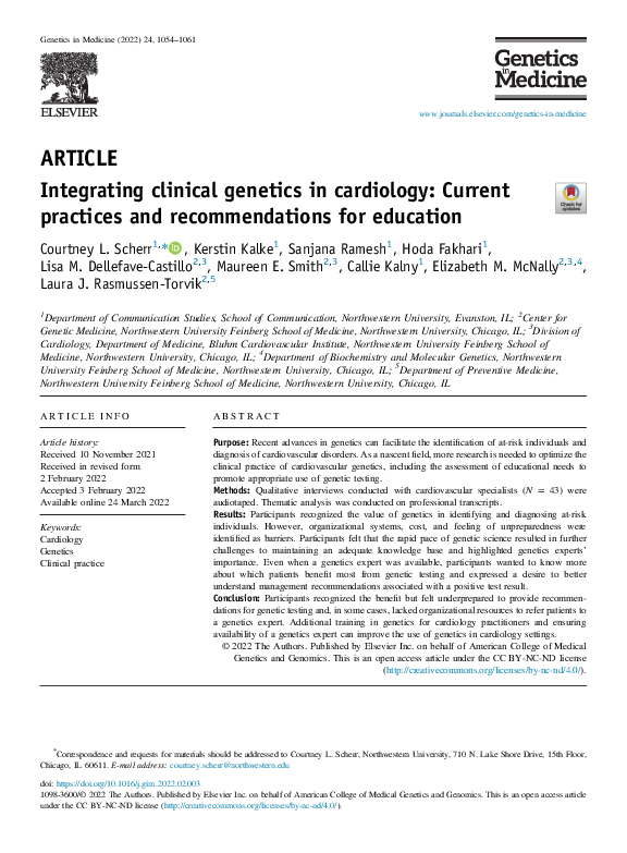 (PDF) Integrating clinical genetics in cardiology: Current practices ...