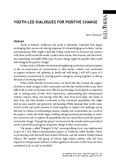 (PDF) Youth-Led Dialogues for Positive Change/ Diálogos Dirigidos por ...