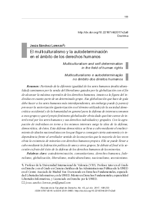 (PDF) El multiculturalismo y la autodeterminación en el ámbito de los ...