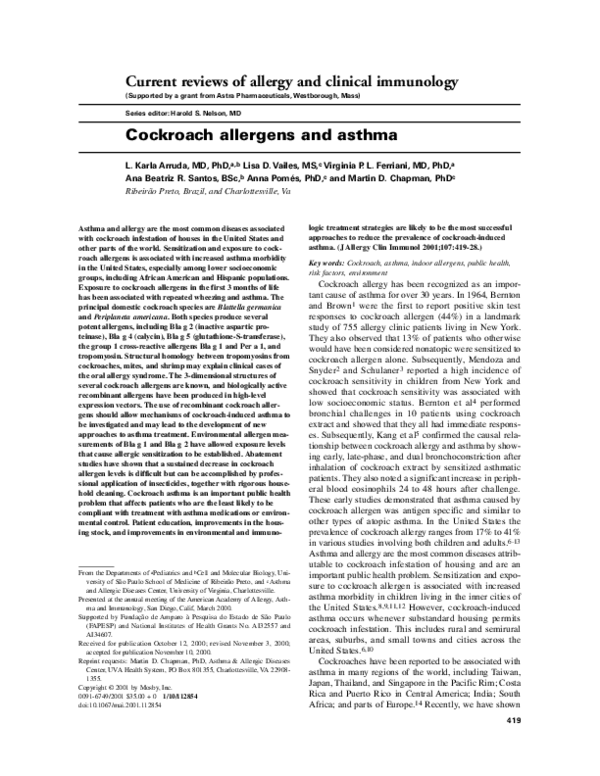 (PDF) Cockroach allergens and asthma | Virginia Ferriani - Academia.edu