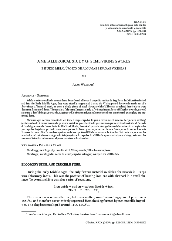 (PDF) A metallurgical study of some viking swords