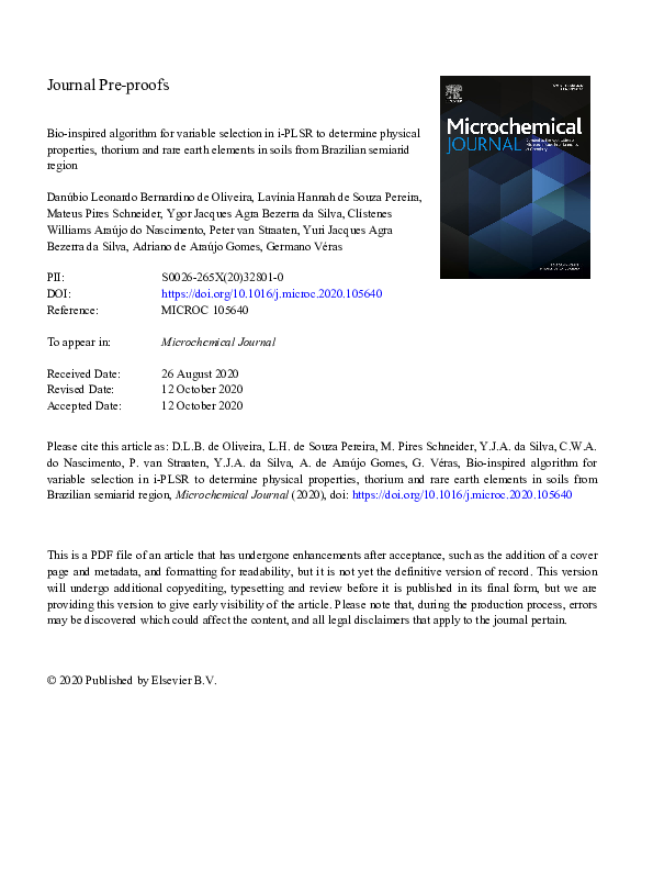 (PDF) Bio-inspired algorithm for variable selection in i-PLSR to ...