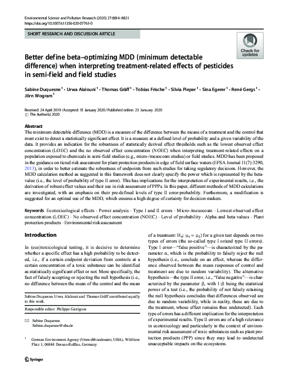 (PDF) Better define beta–optimizing MDD (minimum detectable difference ...