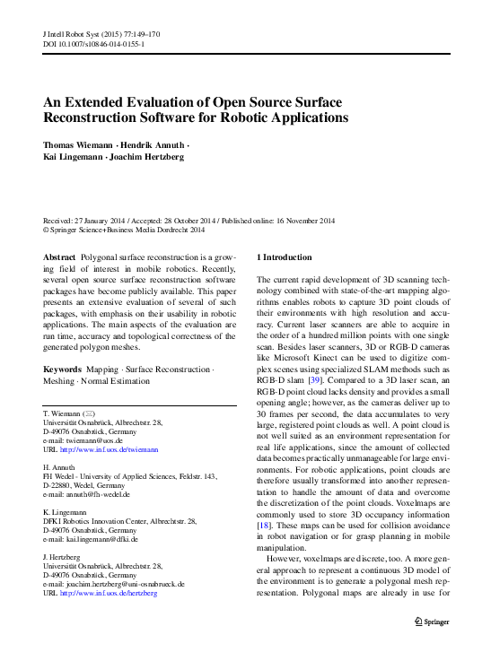 (PDF) An Extended Evaluation of Open Source Surface Reconstruction ...