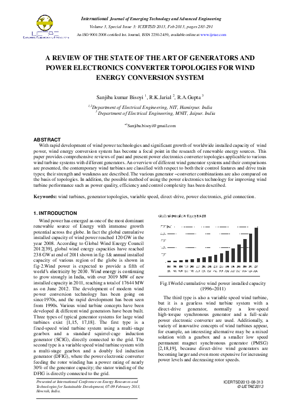 (PDF) A review of the state of the art of generators and power ...