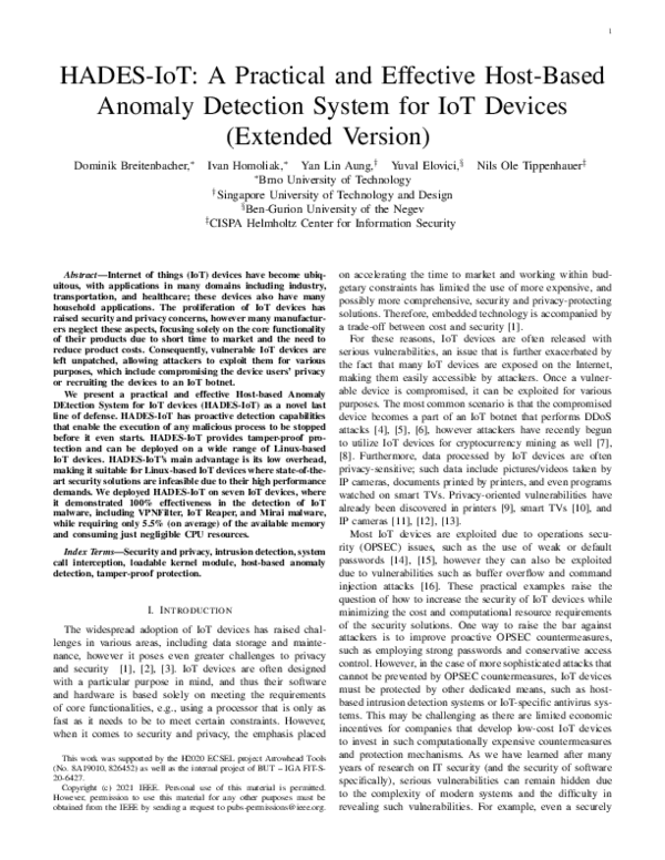 (PDF) HADES-IoT: A Practical and Effective Host-Based Anomaly Detection ...