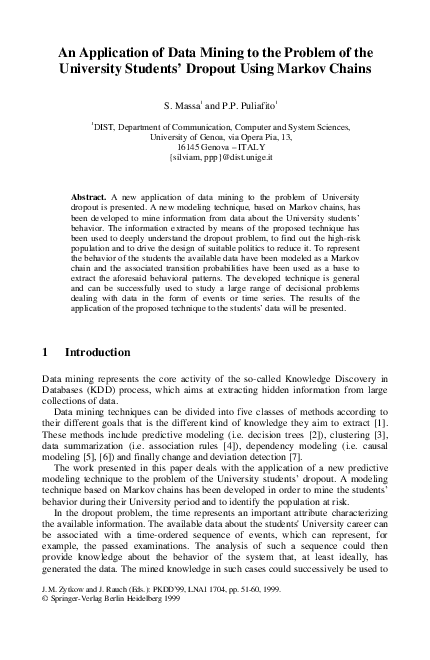 (PDF) An Application of Data Mining to the Problem of the University ...