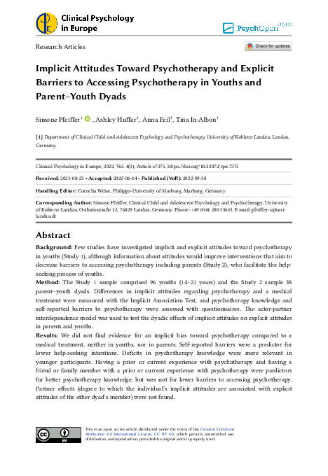 (PDF) Implicit attitudes toward psychotherapy and explicit barriers to ...